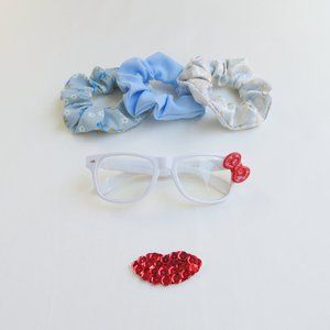 Blue Scrunchies - Set of 3 - Upcycled - Pony Tail